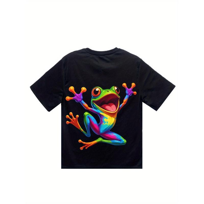 Men's Vibrant Tree Frog Graphic Tee - Soft Cotton, Breathable Crew Neck T-Shirt for Casual Wear & Outdoor Fun made in usa