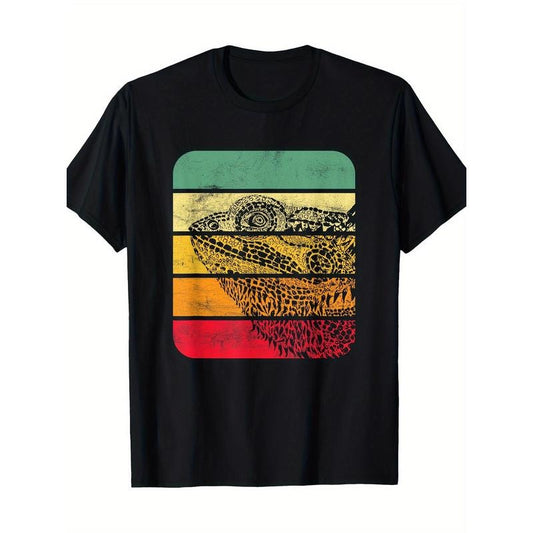 Men's Vintage Sunset Graphic Tee - 100% Cotton, Breathable & Soft, Short Sleeve Crew Neck T-Shirt with Geometric Print | Casual Summer Wear Made in USA