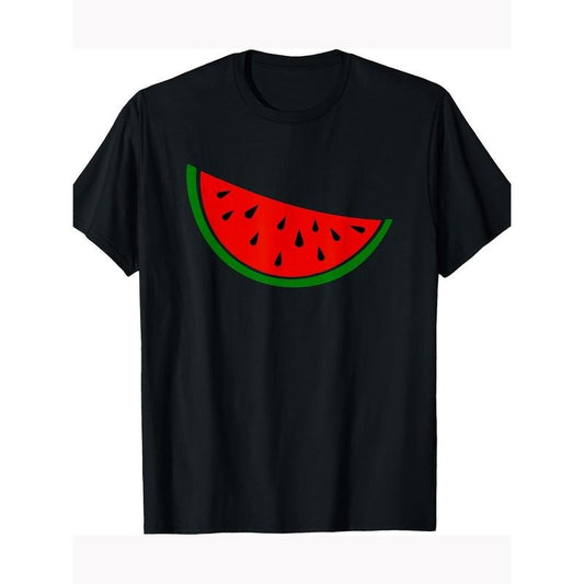 Men's Watermelon Print Cotton T-Shirt - Casual, Breathable & Comfort Fit for All Seasons made in usa
