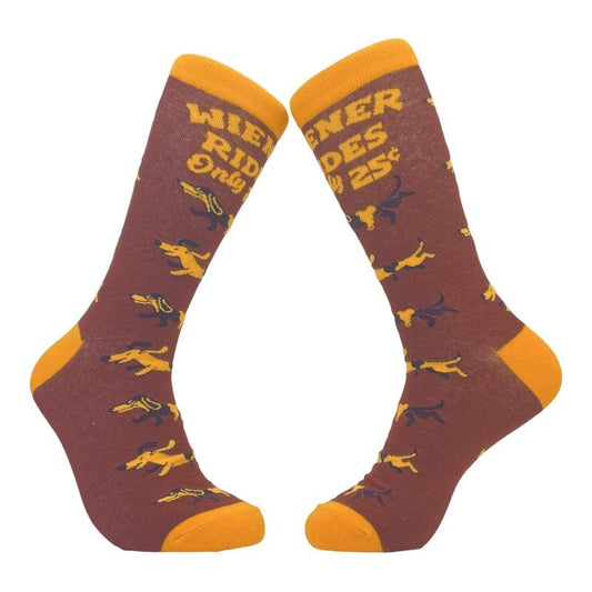 Men's Wiener Rides Socks Funny Dachshund Pet Puppy Lover Novelty Footwear Funny Graphic Socks Comfortable Fitted Spandex Cotton