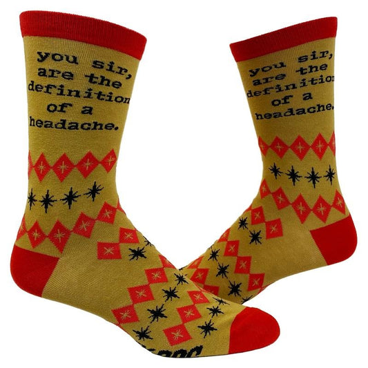 Men's You Sir Are The Definition Of A Headache Socks Funny Retro Sarcastic Footwear Funny Graphic Socks Comfortable Fitted Spandex Cottonstyle{n002}2