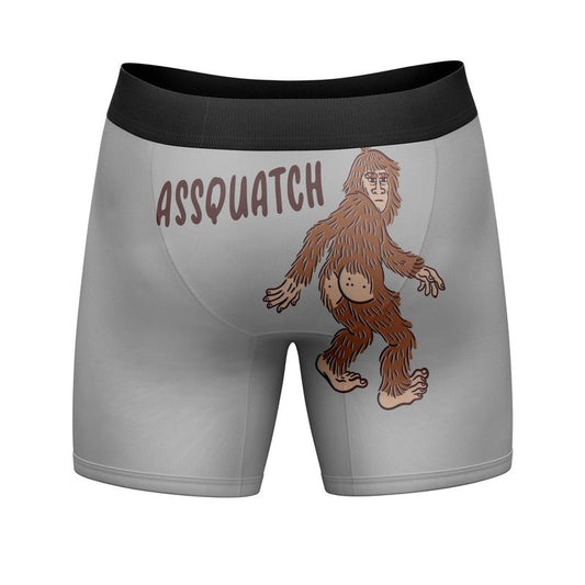 Mens Assquatch Boxer Briefs Funny Sassquatch Bigfoot Butt Joke Graphic Hilarious Saying Underwear Funny Graphic Boxers Dad Joke  Funny Sarcastic  Mens Novelty Boxer Briefs Grey