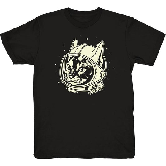 Mens Astro Cat T Shirt Funny Cool Graphic Printed Guys Tee Black made in usa