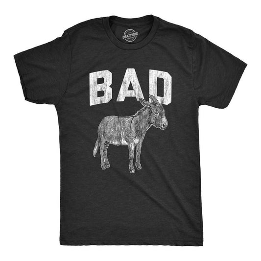 Mens Bad Ass T Shirt Funny Donkey Jackass Sarcastic Graphic Novelty Tee Mens Funny T Shirts Cool Tees Soft Stylish Casual Menswear Black