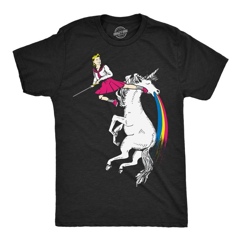 Mens Badass Barbara Funny T Shirt Unicorn Graphic Tee for Men Mens Funny T Shirts Cool Tees Soft Stylish Casual Menswear Sarcastic Apparel for Men Funny Unicorn Short Sleeve Novelty Tees for Guys Black -
