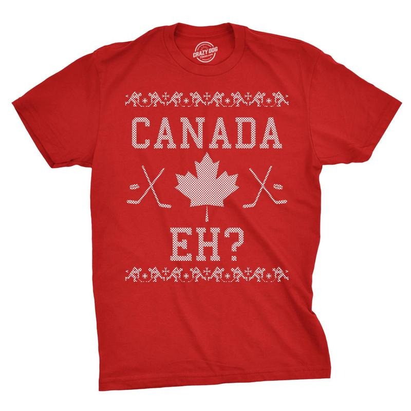 Mens Canada Eh Ugly Christmas Sweater Canadian Pride Holiday T shirt