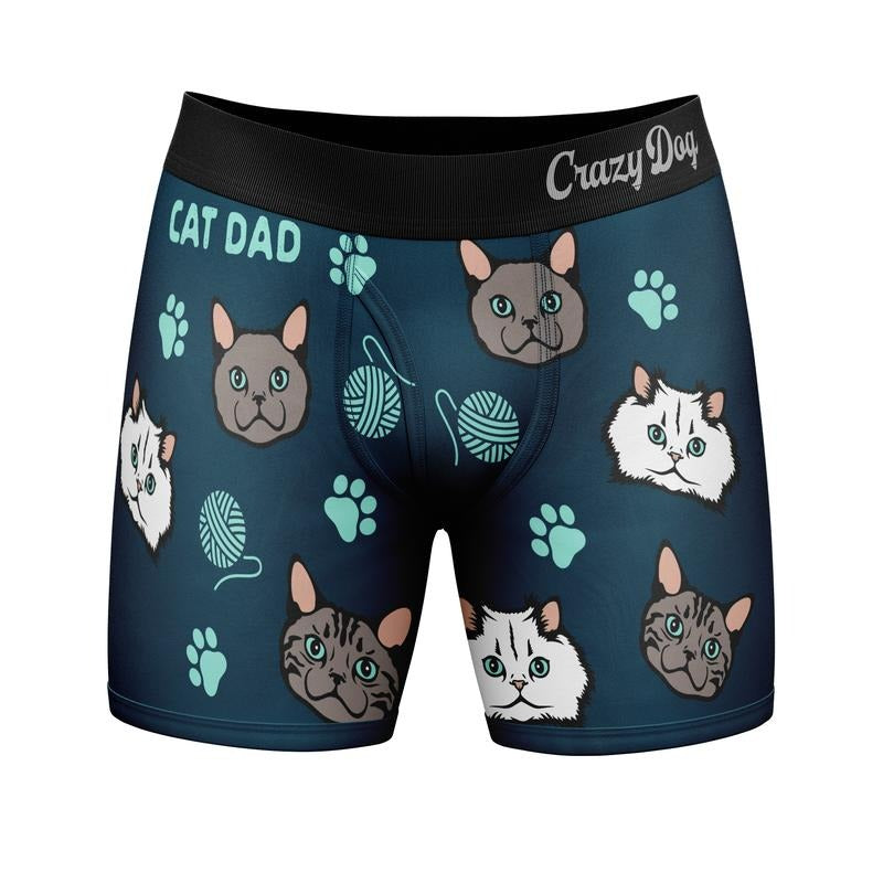 Mens Cat Dad Boxers Funny Cute Kitten Lovers Paw Graphic Novelty Underwear for Guys Funny Graphic Boxers Animal  Funny Cat  Mens Novelty Boxer Briefs Cat Dad