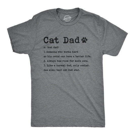 Mens Cat Dad Definition T Shirt Funny Father's Day Pet Kitty Animal Lover Graphic Tee Mens Funny T Shirts Cool Tees Soft Stylish Casual Dark Grey