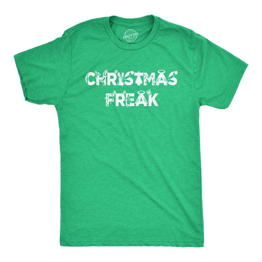 Mens Christmas Freak T Shirt Funny Holiday Xmas Party Graphic Novelty Tee Mens Funny T Shirts Cool Tees Soft Stylish Casual Menswear Christmas Apparel for Men Novelty Tees for Guys Green
