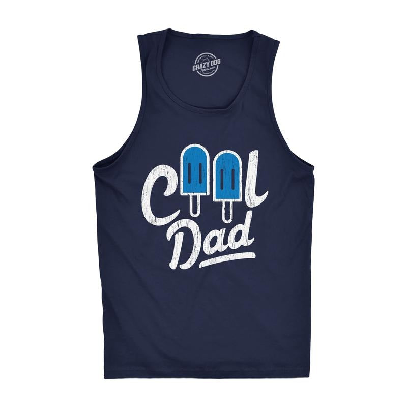 Mens Cool Dad Popsicle Fitness Tank Funny Summer Fathers Day Appreciation Graphic Tanktop Funny Workout Shirt for Men with Plus Sizes Navy