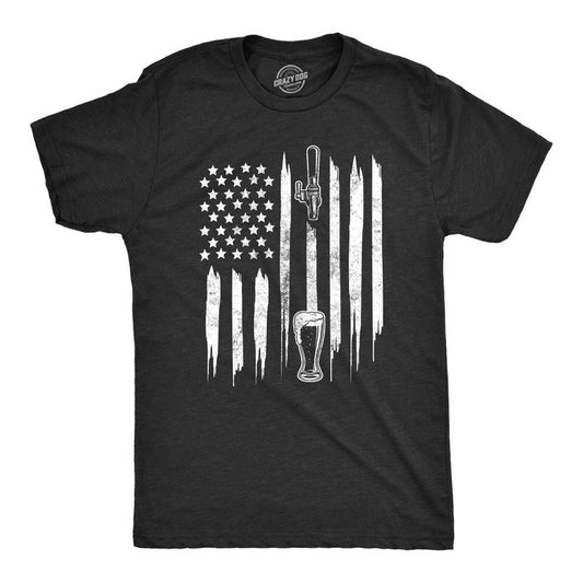 Mens Craft Beer American Flag T Shirt Cool Beer Lover Bar 4th Of July USA Graphic Tee Mens Funny T Shirts Cool Tees Soft Stylish Casual Menswear Patriotic Apparel for Men Funny Beer Short Sleeve Black