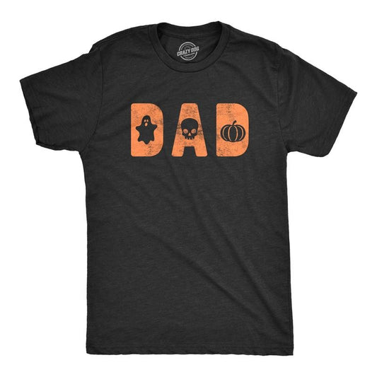 Mens Dad Halloween T Shirt Funny Spooky Trick Or Treat Father Graphic Novelty Tee Mens Funny T Shirts Cool Tees Soft Stylish Casual Menswear Halloween Apparel for Men Novelty Tees for Guys Black -