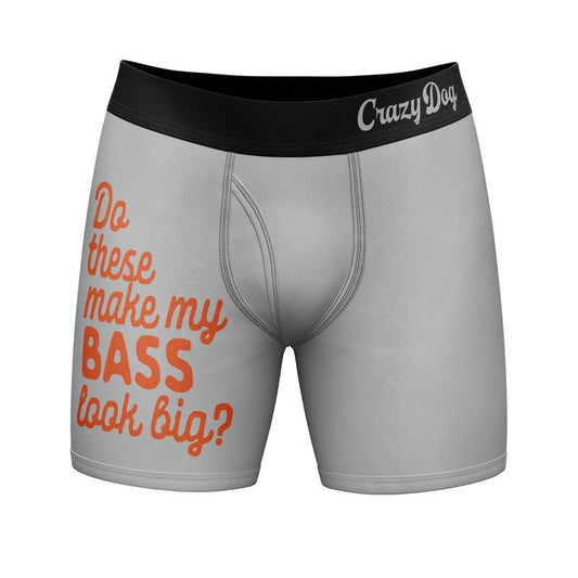 Mens Do These Make My Bass Look Big Boxers Funny Fishing Butt Joke Novelty Underwear For Guys Funny Graphic Boxers Dad Joke  Funny Fishing  Mens Novelty Boxer Briefs Big Bass