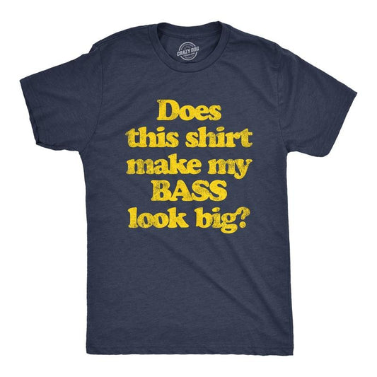 Mens Does This Shirt Make My Bass Look Big T Shirt Funny Fishing Graphic Tee Mens Funny T Shirts Cool Tees Soft Stylish Casual Menswear Funny Fishing Short Sleeve Novelty Tees for Guys Navy