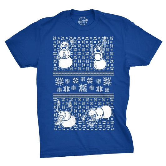Mens Drunk Snowmen T shirt Ugly Christmas Sweater Holiday Sarcastic Gift Graphic Mens Funny T Shirts Cool Tees Soft Stylish Casual Menswear Christmas Apparel for Men Funny Drinking Short Sleeve Royal