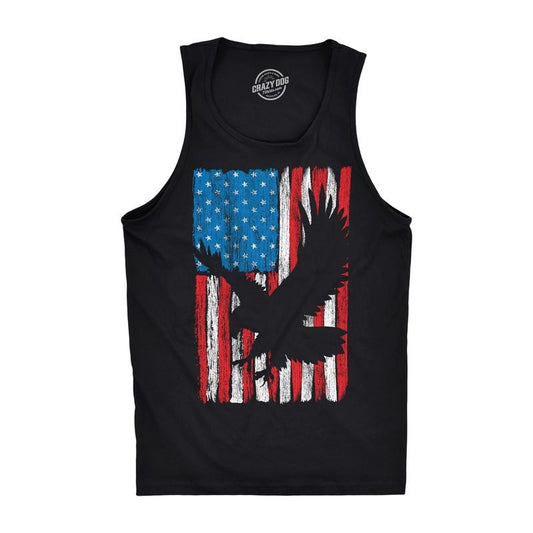 Mens Eagle In Flag Fitness Tank Awesome Fourth Of July Graphic Tanktop for Men Funny Workout Shirt for Men with Plus Sizes Patriotic Tank Top for Men Novelty Tank Tops for Guys Black -