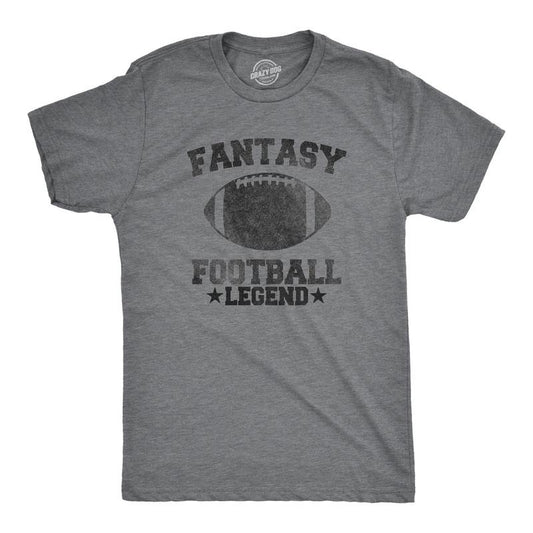 Mens Fantasy Football Legend Funny T shirt Season Novelty Graphic Dad Gameday Mens Funny T Shirts Cool Tees Soft Stylish Casual Menswear Dad Joke Apparel for Men Funny Football Short Sleeve Novelty Dark Grey