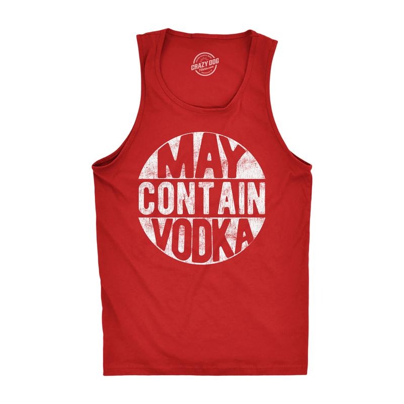 Mens Fitness Tank May Contain Vodka Tanktop Funny Liquor Drinking Party Graphic Sleeveless Funny Workout Shirt for Men with Plus Sizes Liquor Tank Top for Men Funny Drinking Sleeveless Tee Novelty Red