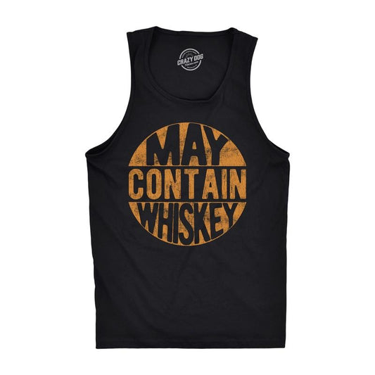 Mens Fitness Tank May Contain Whiskey Tanktop Funny Liquor Drinking Party Graphic Sleeveless Funny Workout Shirt for Men with Plus Sizes Liquor Tank Top for Men Funny Drinking Sleeveless Tee Novelty Black