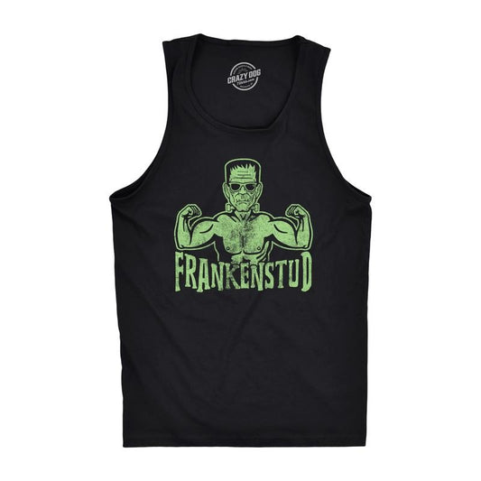 Mens Frankenstud Fitness Tank Funny Workout Frankenstein Halloween Graphic Tanktop Funny Workout Shirt for Men with Plus Sizes Halloween Tank Top for Men Funny Fitness Sleeveless Tee Novelty Tank Tops Black -