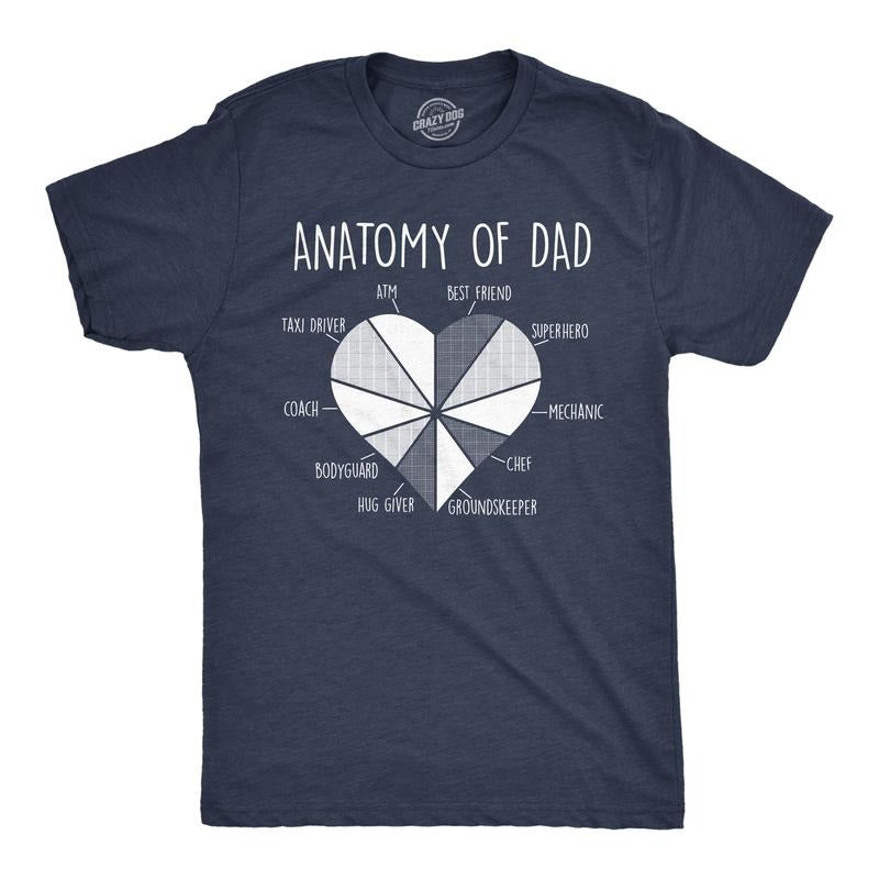Mens Funny T Shirts Anatomy Of Dad Sarcastic Fathers Days Graphic Novelty Tee for Men Mens Funny T Shirts Cool Tees Soft Stylish Casual Navy -