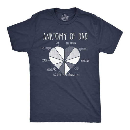Mens Funny T Shirts Anatomy Of Dad Sarcastic Fathers Days Graphic Novelty Tee for Men Mens Funny T Shirts Cool Tees Soft Stylish Casual Navy -