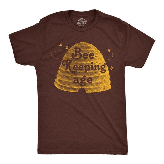 Mens Funny T Shirts Bee Keeping Age Sarcastic Novelty Graphic Tee For Men Mens Funny T Shirts Cool Tees Soft Stylish Casual Menswear Funny Sarcastic Short Sleeve Novelty Tees for Guys Brown -