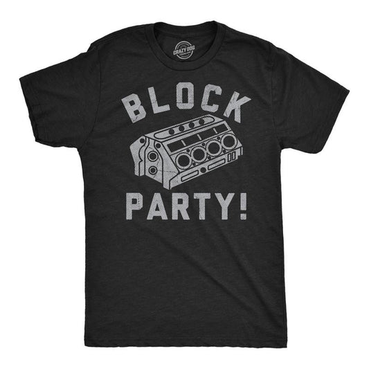 Mens Funny T Shirts Block Party Sarcastic Engine Graphic Novelty Mechanic Tee For Men Mens Funny T Shirts Cool Tees Soft Stylish Casual Menswear Dad Joke Apparel for Men Funny Mechanic Short Sleeve Black -