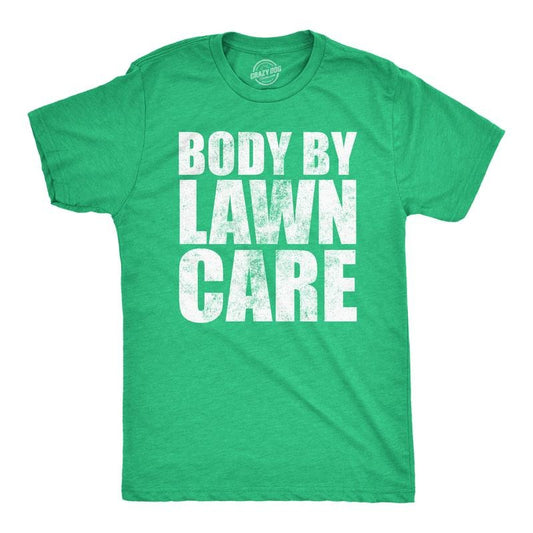 Mens Funny T Shirts Body By Lawn Care Sarcastic Dad Bod Novelty Tee For Men Mens Funny T Shirts Cool Tees Soft Stylish Casual Menswear Dad Joke Apparel for Men Funny Sarcastic Short Sleeve Novelty Green -