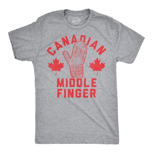 Mens Funny T Shirts Canadian Middle Finger Sarcastic Snow Gloves Graphic Novelty Tee For Men Mens Funny T Shirts Cool Tees Soft Stylish Casual Menswear Funny Canada Short Sleeve Novelty Tees for Guys Light Grey