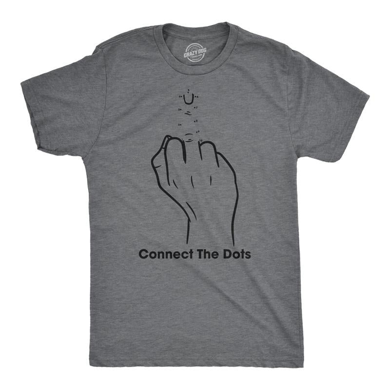 Mens Funny T Shirts Connect The Dots Sarcastic Middle Finger Graphic Novelty Tee for Men Mens Funny T Shirts Cool Tees Soft Stylish Dark Grey