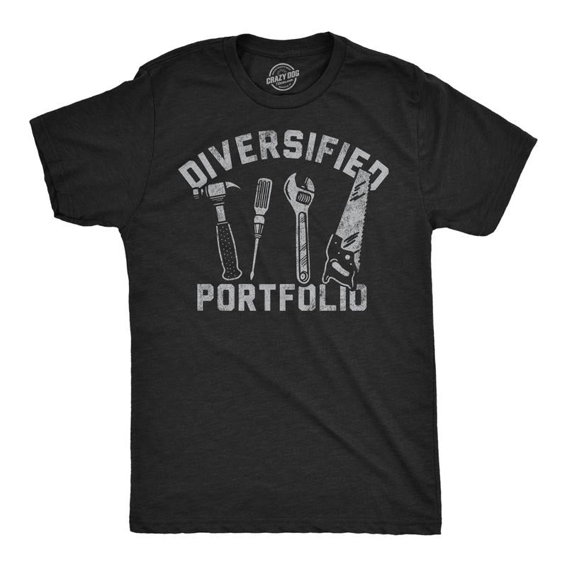 Mens Funny T Shirts Diversified Portfolio Tools Sarcastic Mechanic Graphic Tee For Men Mens Funny T Shirts Cool Tees Soft Stylish Casual Menswear Sarcastic Apparel for Men Funny Mechanic Short Sleeve Black -
