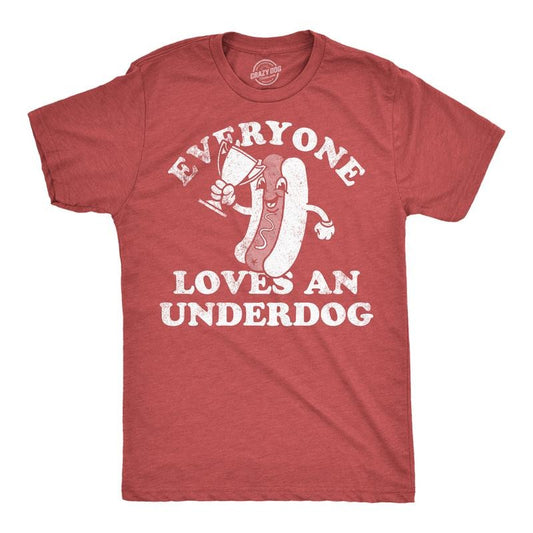Mens Funny T Shirts Everyone Loves An Underdog Sarcastic Hotdog Graphic Tee for Men Mens Funny T Shirts Cool Tees Soft Stylish Casual Red -