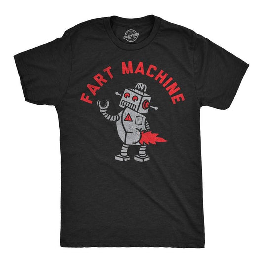 Mens Funny T Shirts Fart Machine Sarcastic Robot Graphic Novelty Tee For Men Mens Funny T Shirts Cool Tees Soft Stylish Casual Menswear Funny Sarcastic Short Sleeve Novelty Tees for Guys Black -