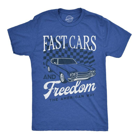Mens Funny T Shirts Fast Cars And Freedom Sarcastic Patriotic Graphic Novelty Tee For Men Mens Funny T Shirts Cool Tees Soft Stylish Casual Menswear Patriotic Apparel for Men Funny Mechanic Short Royal -