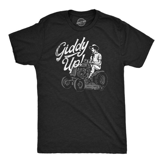 Mens Funny T Shirts Giddy Up Sarcastic Lawn Mower Graphic Tee for Men Mens Funny T Shirts Cool Tees Soft Stylish Casual Menswear Dad Joke Apparel for Men Funny Sarcastic Short Sleeve Novelty Tees for Black -