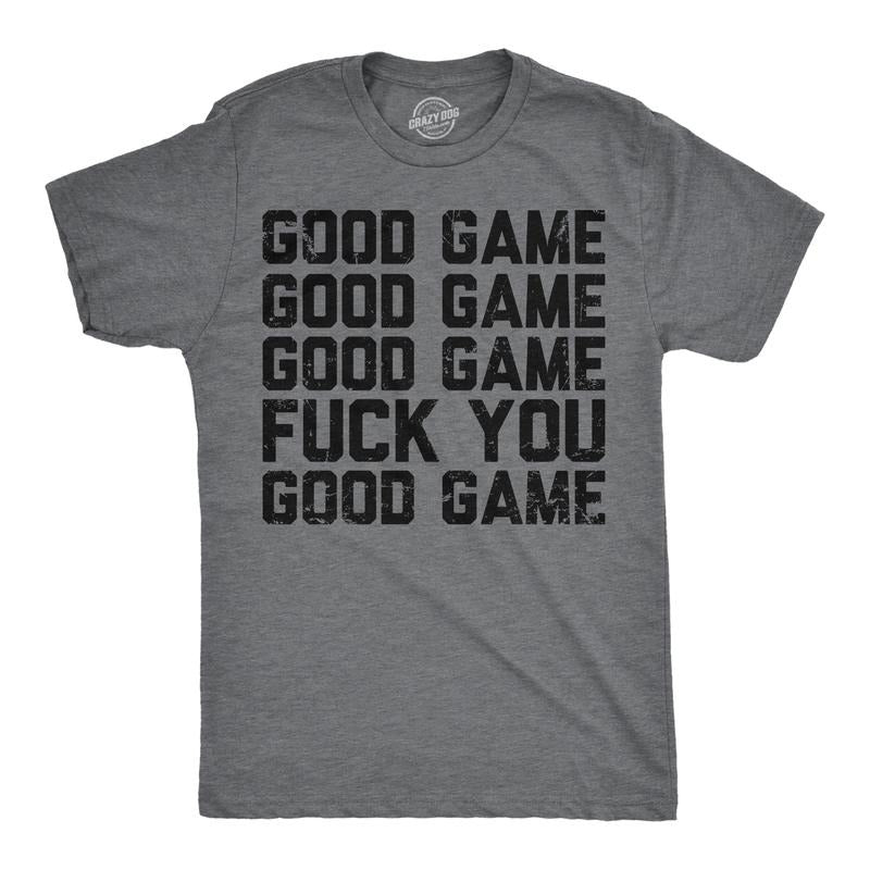 Mens Funny T Shirts Good Game F*ck You Sarcastic Graphic Tee for Men Mens Funny T Shirts Cool Tees Soft Stylish Casual Menswear Funny Dark Grey