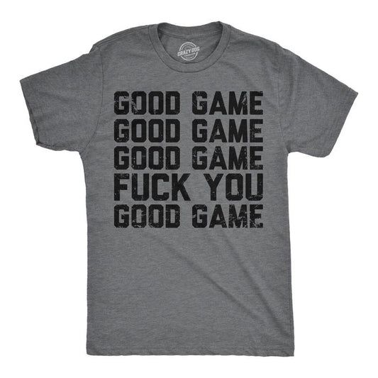 Mens Funny T Shirts Good Game F*ck You Sarcastic Graphic Tee for Men Mens Funny T Shirts Cool Tees Soft Stylish Casual Menswear Funny Dark Grey