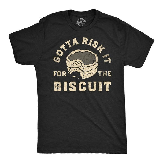 Mens Funny T Shirts Gotta Risk It For The Biscuit Sarcastic Food Graphic Novelty Tee For Men Mens Funny T Shirts Cool Tees Soft Stylish Casual Menswear Sarcastic Apparel for Men Funny Food Short Black -