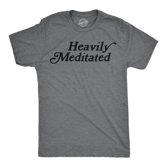 Mens Funny T Shirts Heavily Meditated Shirt Zen Graphic Tee for Men Mens Funny T Shirts Cool Vintage Fashion T-Shirt Gift Funny mental Dark Grey