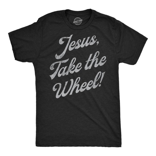 Mens Funny T Shirts Jesus Take The Wheel Sarcastic Graphic Tee for Men Mens Funny T Shirts Cool Tees Soft Stylish Casual Menswear Sarcastic Apparel for Men Funny Religious Short Sleeve Novelty Tees Black -