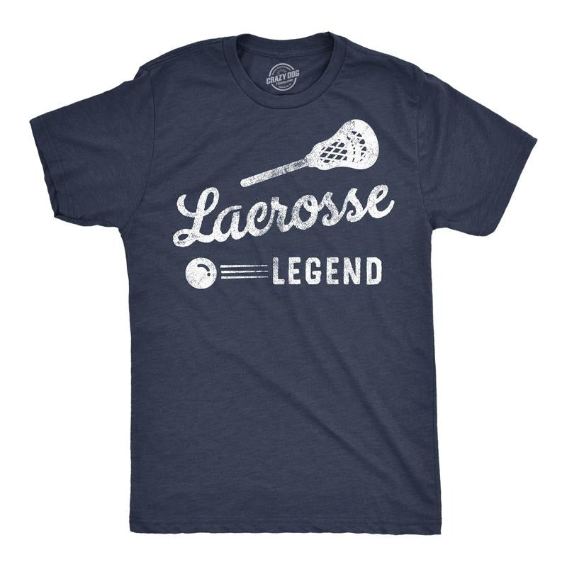 Mens Funny T Shirts Lacrosse Legend Sarcastic Sports Graphic Tee For Men Mens Funny T Shirts Cool Tees Soft Stylish Casual Menswear Funny Sarcastic Short Sleeve Novelty Tees for Guys Navy -