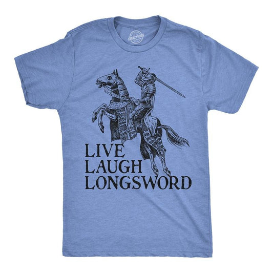 Mens Funny T Shirts Live Laugh Longsword Sarcastic Knight Graphic Novelty Tee For Men Mens Funny T Shirts Cool Tees Soft Stylish Casual Menswear Funny Sarcastic Short Sleeve Novelty Tees for Guys Light Blue