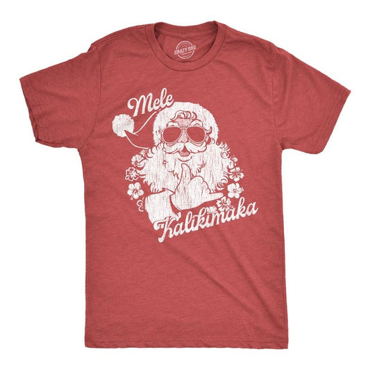 Mens Funny T Shirts Mele Kalikimaka Santa Sarcastic Hawaiian Christmas Graphic Tee For Men Mens Funny T Shirts Cool Tees Soft Stylish Casual Menswear Christmas Apparel for Men Funny Sarcastic Short Red - Mele