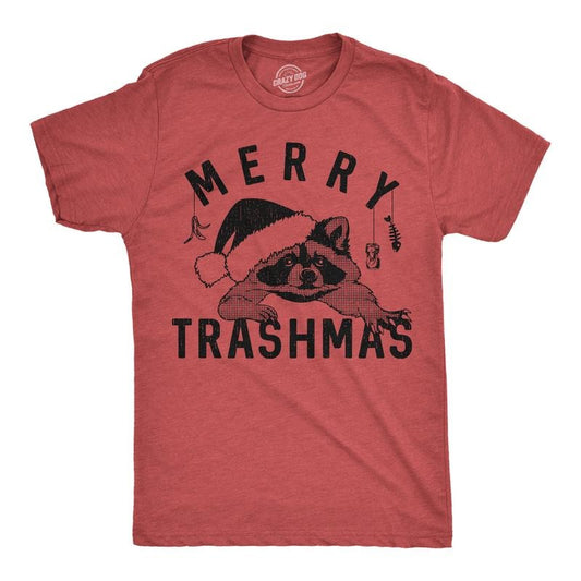 Mens Funny T Shirts Merry Trashmas Sarcastic Christmas Graphic Novelty Tee For Men Mens Funny T Shirts Cool Tees Soft Stylish Casual Menswear Christmas Apparel for Men Funny Sarcastic Short Sleeve Red -