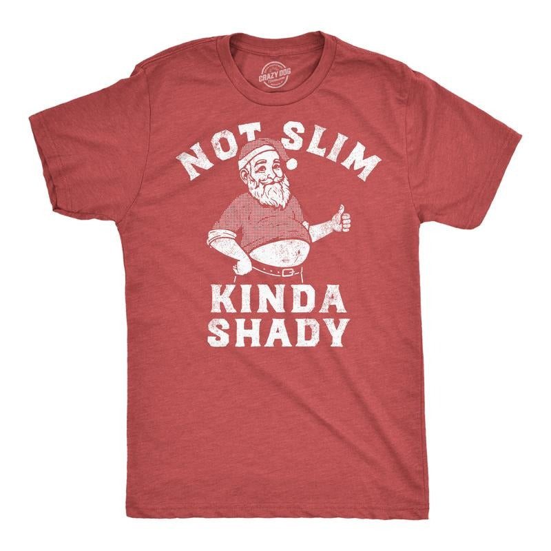 Mens Funny T Shirts Not Slim Kinda Shady Sarcastic Christmas Graphic Santa Tee For Men Mens Funny T Shirts Cool Tees Soft Stylish Casual Menswear Christmas Apparel for Men Funny Sarcastic Short Sleeve Red - Not