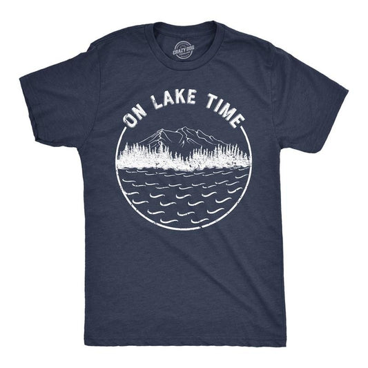 Mens Funny T Shirts On Lake Time Sarcastic Vacation Graphic Novelty Tee For Men Mens Funny T Shirts Cool Tees Soft Stylish Casual Menswear Funny Summer Short Sleeve Novelty Tees for Guys Navy - On