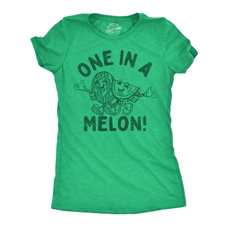 Mens Funny T Shirts One In A Melon Sarcastic Watermelon Graphic Tee For Men Mens Funny T Shirts Cool Tees Soft Stylish Casual Menswear Sarcastic Apparel for Men Funny Food Short Sleeve Novelty Tees Green -