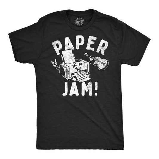 Mens Funny T Shirts Paper Jam Sarcastic Printer Graphic Novelty Tee For Men Mens Funny T Shirts Cool Tees Soft Stylish Casual Menswear Sarcastic Apparel for Men Funny Music Short Sleeve Novelty Tees Black -