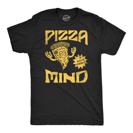 Mens Funny T Shirts Pizza Mind Sarcastic Food Graphic Tee For Men Mens Funny T Shirts Cool Tees Soft Stylish Casual Menswear Sarcastic Apparel for Men Funny Food Short Sleeve Novelty Tees for Guys Black -